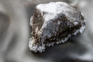 Rapids with ice and snow